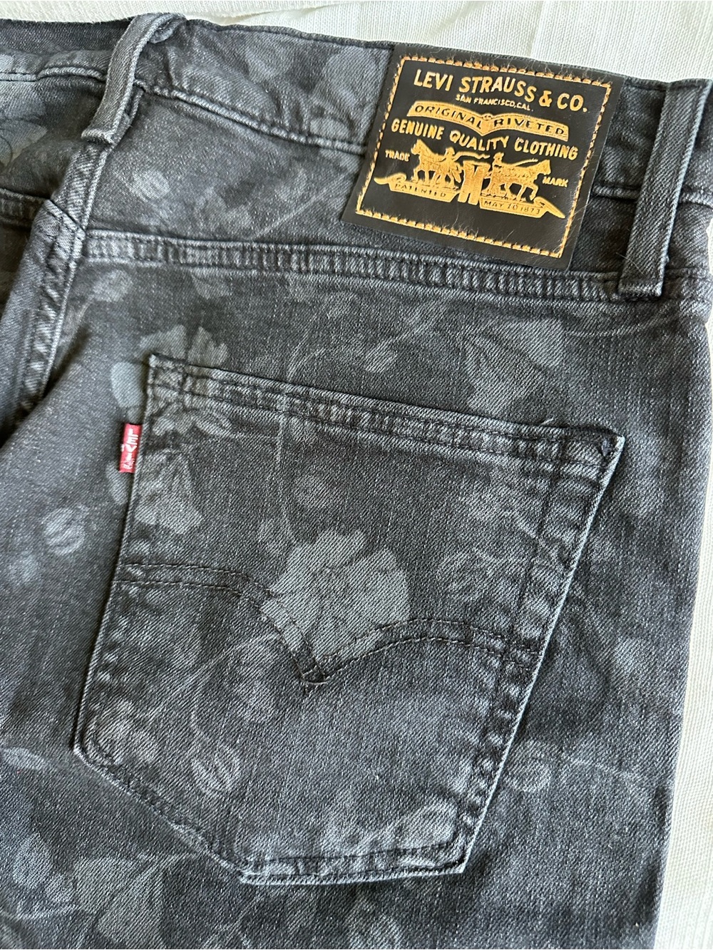 Levi's Premium 512 custom made Black Floral Print Jeans 31x30